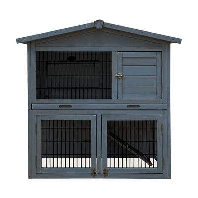 FSC® Certified Two Storey Pet Hutch with Play Area Grey
