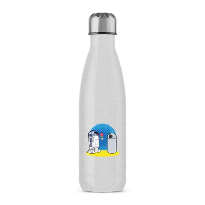 R2D2 In Love Water Bottle - Silver Glitter, One