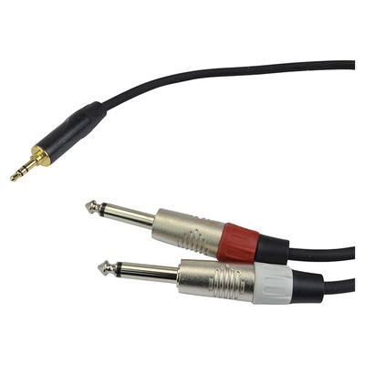 2 x Mono ¬" Jack to 3.5mm Stereo Jack Cable Black - 3M