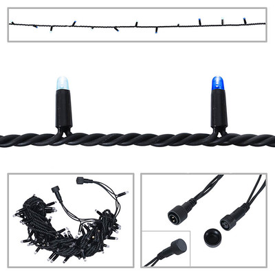 LED String Light Rubber Connectable Design in Blue/Cool White - 20m