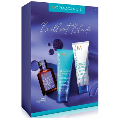 Moroccanoil Blonde Perfecting Shampoo and Conditioner with Moroccanoil Treatment Purple
