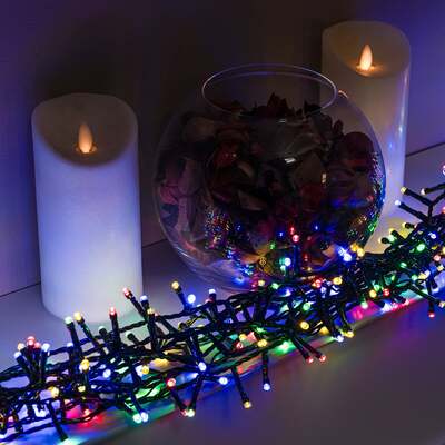 Multi-Coloured Multi-Function Christmas Compact LED Tree Lights with Green Cable 750,1000,1500, 750 LEDs