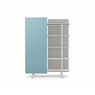 A08 Mobile Shelving Unit with Glass Writing Board