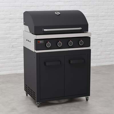 Draco Grills Titan Outdoor Kitchen Black 4 Burner Gas Barbecue with Cabinet, Mid May 2025