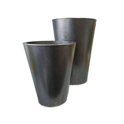 Zinc Plant Pot Aluzinc Tall Cone Shape Black