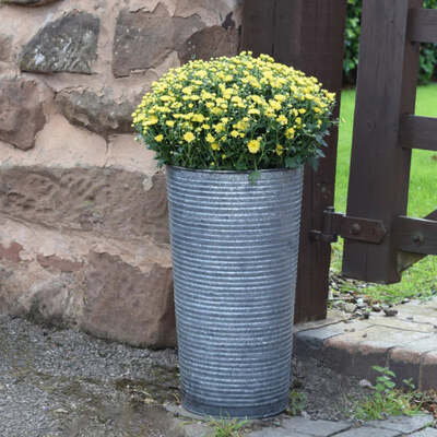 Ribbed Galvanised Vase