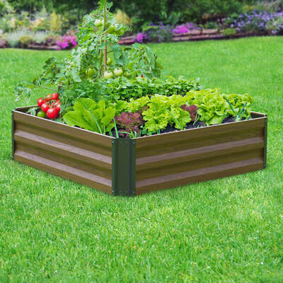 Metal Walnut Effect Raised Bed 92cm x 92cm
