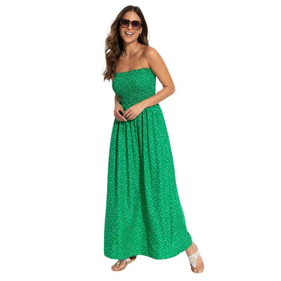 Pour Moi Strapless Beach Dress - Green Spot - XS - 8