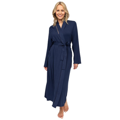 Cyberjammies Nora Rose Louisa Long Dressing Gown - Navy - 5XL - 24