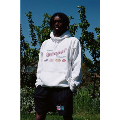 White Hoodie With Printed Sluurpee Design