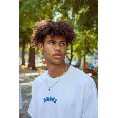 Tshirt in White with Blueberry Bubble Logo Print