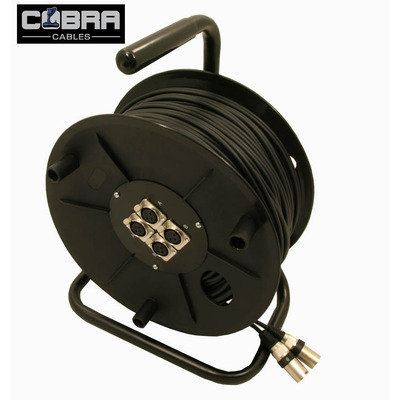 Microphone Snake - Roll Up Lead On Reel 50m 2 Inputs