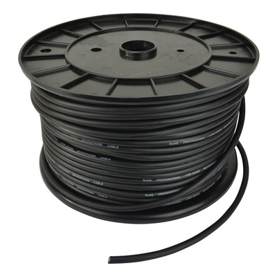 Microphone Cable, Low Noise, Flexible Black, 100m Roll