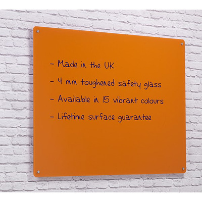 Wall Mounted Glass Board 900 x 600mm Orange