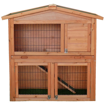 FSC® Certified Two Storey Pet Hutch with Play Area Natural Wood