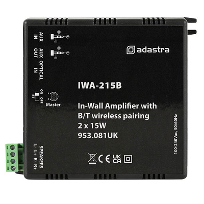 In-Wall Stereo Amplifier with Bluetooth Connectivity- 2 x 15W