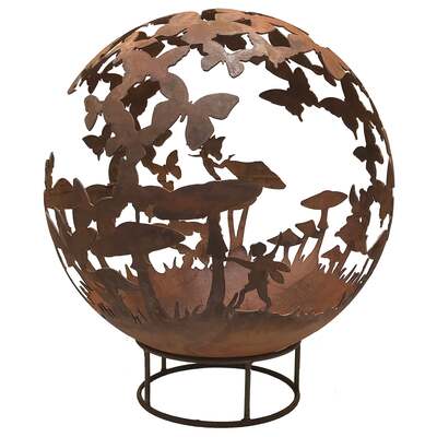 Garden Fire Ball 90cm Fairy Design with Rust Finish