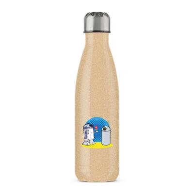 R2D2 In Love Water Bottle - Gold Glitter, One