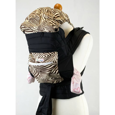 Mei Tai With Hood Pocket - Brown Zebra Print