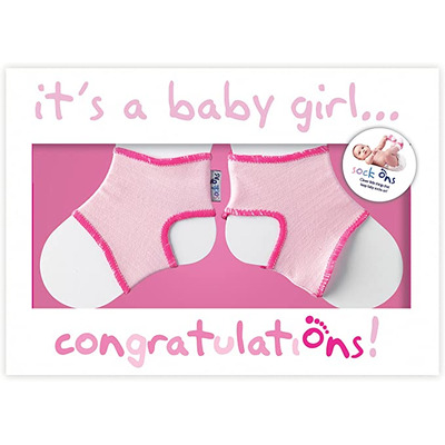 It's a Girl! Congratulations Card with Sock Ons
