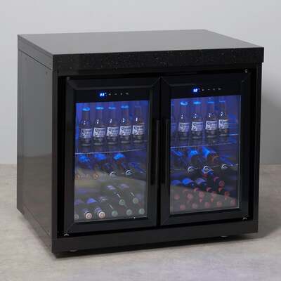Draco Grills Outdoor Black Stainless Steel Double Fridge Cabinet with Granite Top 120L, Mid May 2025