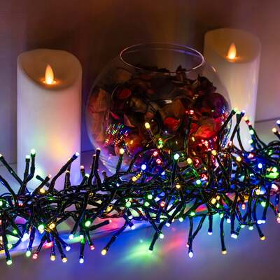 Multi-Coloured Multi-Function Christmas Cluster Lights with Green Cable 360, 480, 720, 960, 2000 LED, 960 LEDs