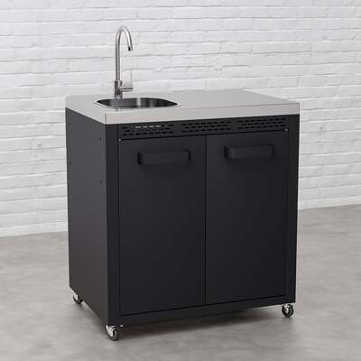 Draco Grills Titan Outdoor Kitchen Black Sink Cabinet with Stainless Steel Top, End of April 2025