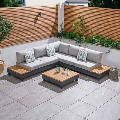 Bracken Outdoors  Aruba Aluminium Square Corner Sofa Lounge Set with Coffee Table