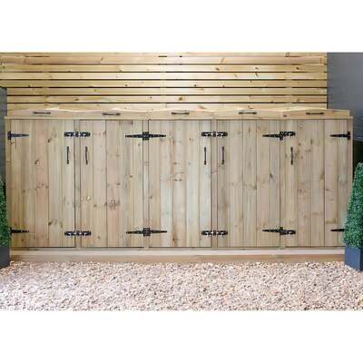 Wooden Wheelie Bin Storage 5 Bins