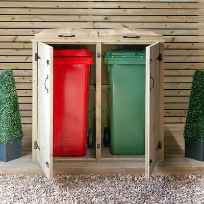 Wooden Wheelie Bin Storage Double