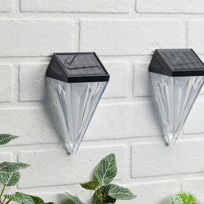 Solar Wall Lights for Garden Diamond Shape in Pack of 4