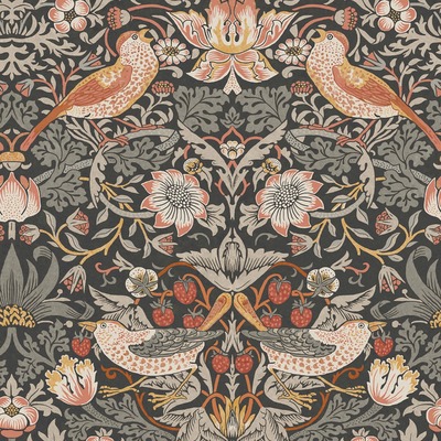 William Morris At Home Strawberry Thief Wallpaper Charcoal 124230