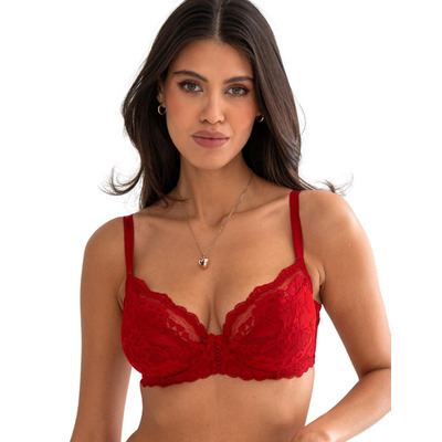 Pour Moi Fleur Balcony Bra - Red - 32B