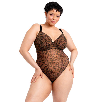 Curvy Kate Cool Cat Plunge Body - Leopard Brown - 32G
