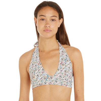 Tommy Hilfiger TH Monogram Triangle Bikini Top - TH Multi Monogram Calico - XL - 16