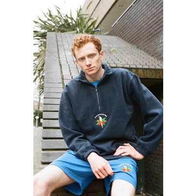 Navy Blue Fleece With Paradise Island Parrot Embroidery