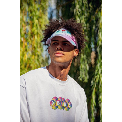 Long Sleeve Tshirt in White with Geometric Bubble Logo Print