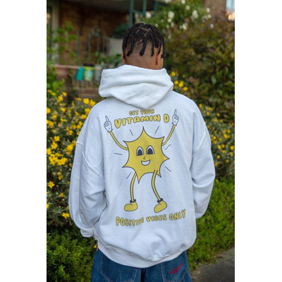 Hoodie in White with Vitamin D Summer Print