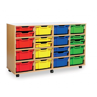 16 Deep Tray Storage Unit Maple Finish Selected Tray Colours