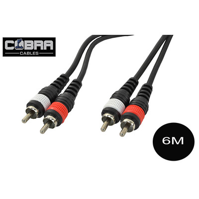 2 x RCA to 2 x RCA Phono Audio Leads - 6m High-Quality Stereo Cables