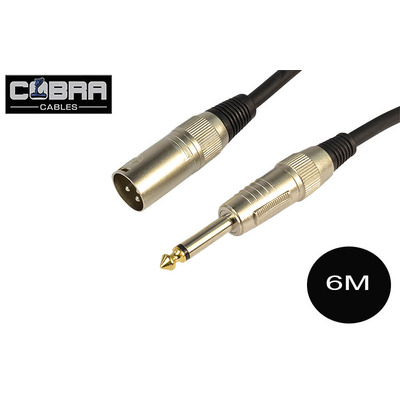 Cobra 1/4" Mono Jack to Male XLR Leads 6 Metres
