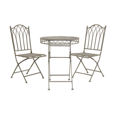 Wrought Iron Feminine Bistro Set - Grey