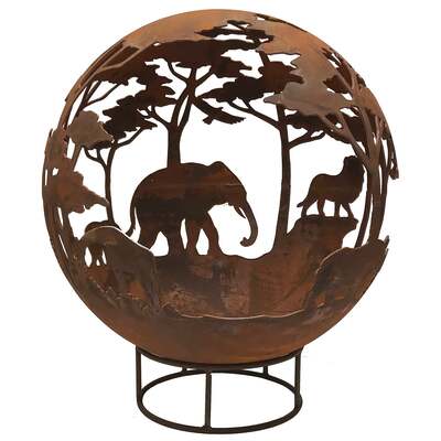 Garden Fire Ball 70cm Safari Design with Rust Finish