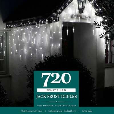 Noma Christmas White Multifunction Jack Frost Icicles With Clear Cable 120, 360, 720, 720 Bulbs