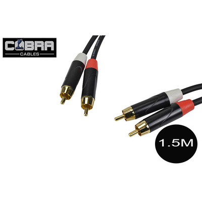 Dual Phono/RCA to Dual Phono/RCA Cable Black - 1.5M Lead