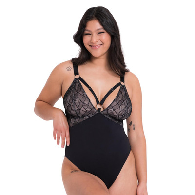 Curvy Kate Non-Stop Stretch Bodysuit - Black/Pink - S - 10
