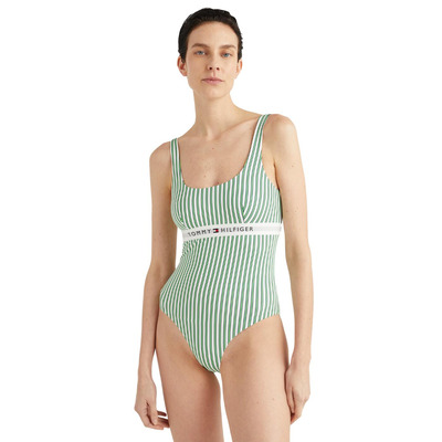 Tommy Hilfiger TH Vertical Stripe One Piece Swimsuit Swimsuit - Nola Stripe Spring Lime - XS - 8