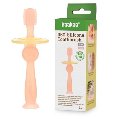 Haakaa 360° Silicone Toothbrush (Colour: Pink)