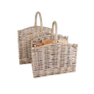 Set Of Two Open Ended Wicker Log Baskets