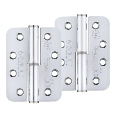 Zoo Hardware Vier Precision 4 Inch Grade 11 Radius Edge Lift-Off Hinge, Polished Chrome - VSLH43CP (sold in pairs) RIGHT HANDED - 102mm x 76mm x 3mm (RADIUS EDGE)
